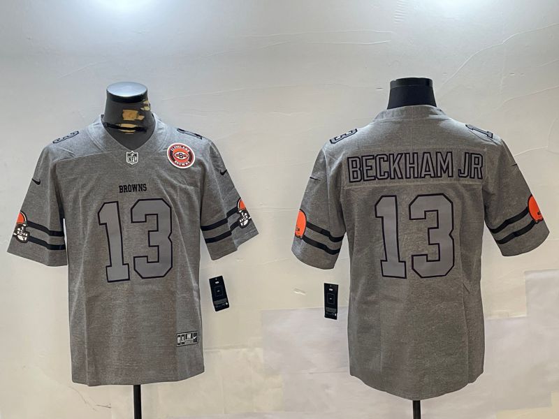 Men Cleveland Browns #13 Beckham jr Grey Throwback 2024 Nike Limited NFL Jersey style 5->oakland raiders->NFL Jersey